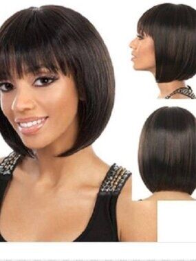 NEW Motown Tress Synthetic Hair Wig " Aldo" ST1B/ Red Straight Black w Red